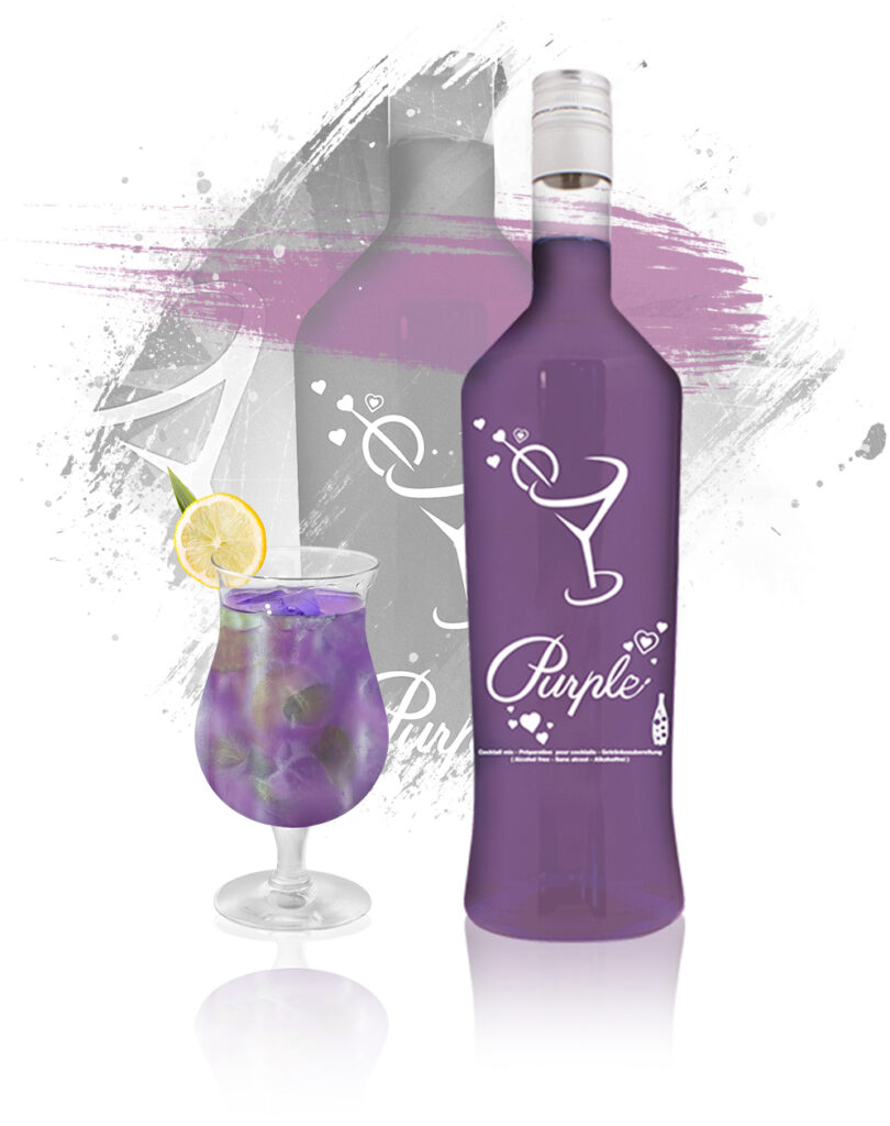 Bouteille verre cocktail Purple